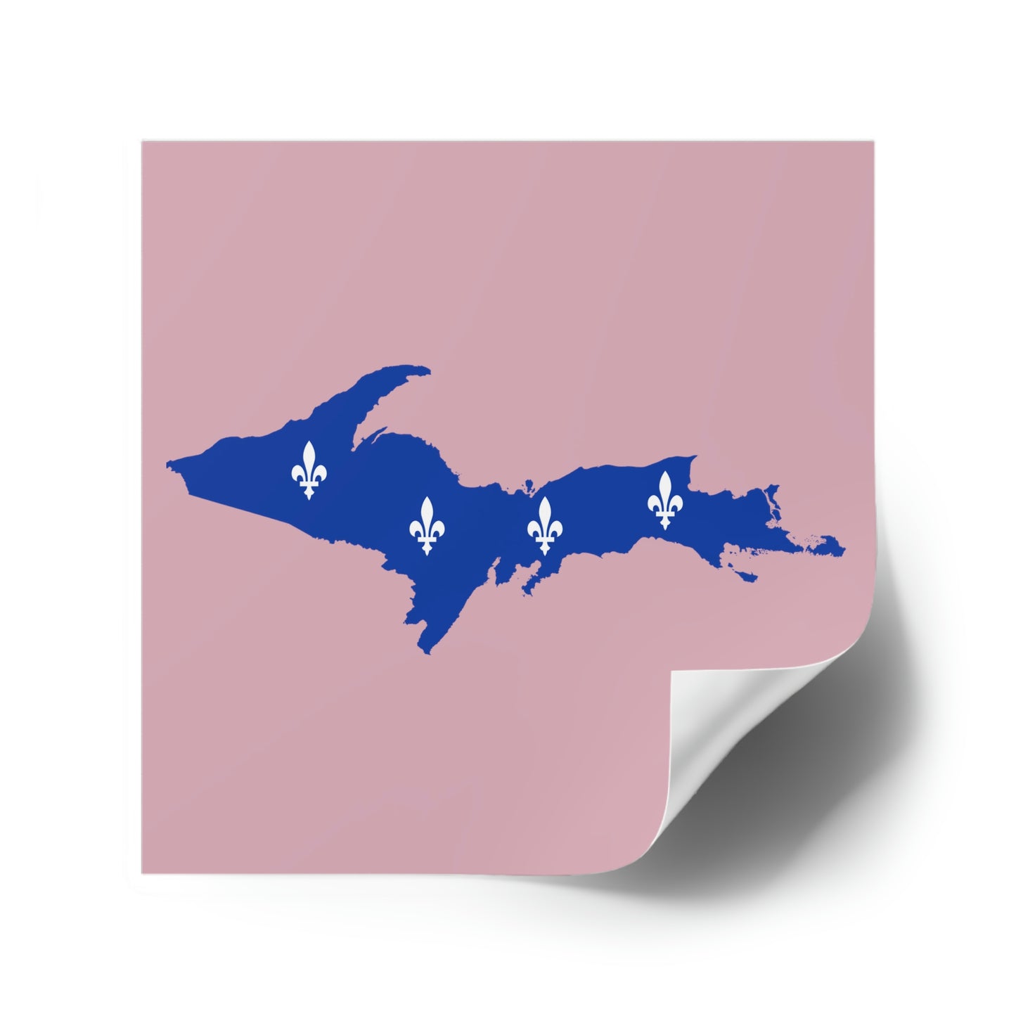 Michigan Upper Peninsula Square Sticker (Pink w/ UP Quebec Flag Outline) | Indoor/Outdoor