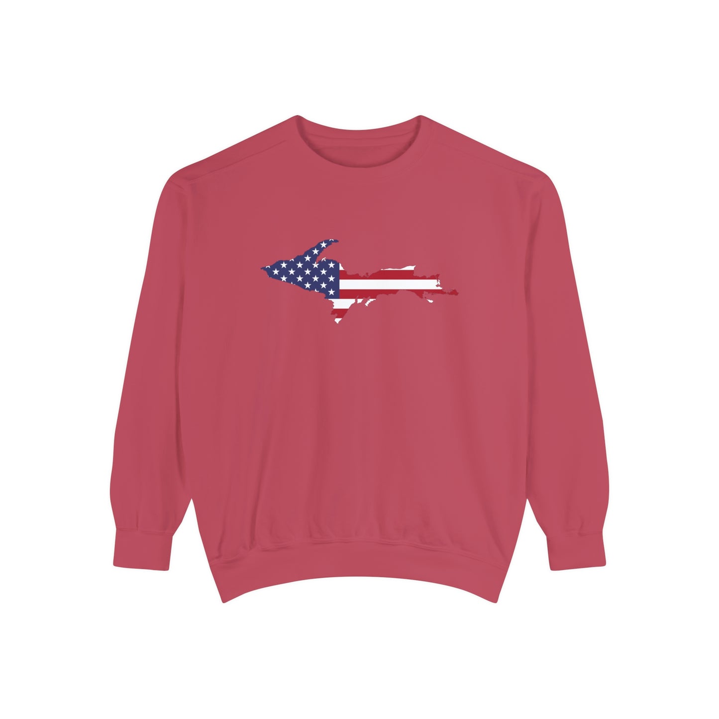 Michigan Upper Peninsula Sweatshirt (w/ UP USA Flag Outline) | Unisex Garment Dyed