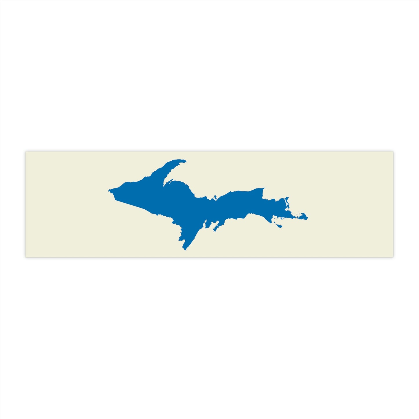 Michigan Upper Peninsula Bumper Sticker (w/ Azure UP Outline) | Ivory Color Background