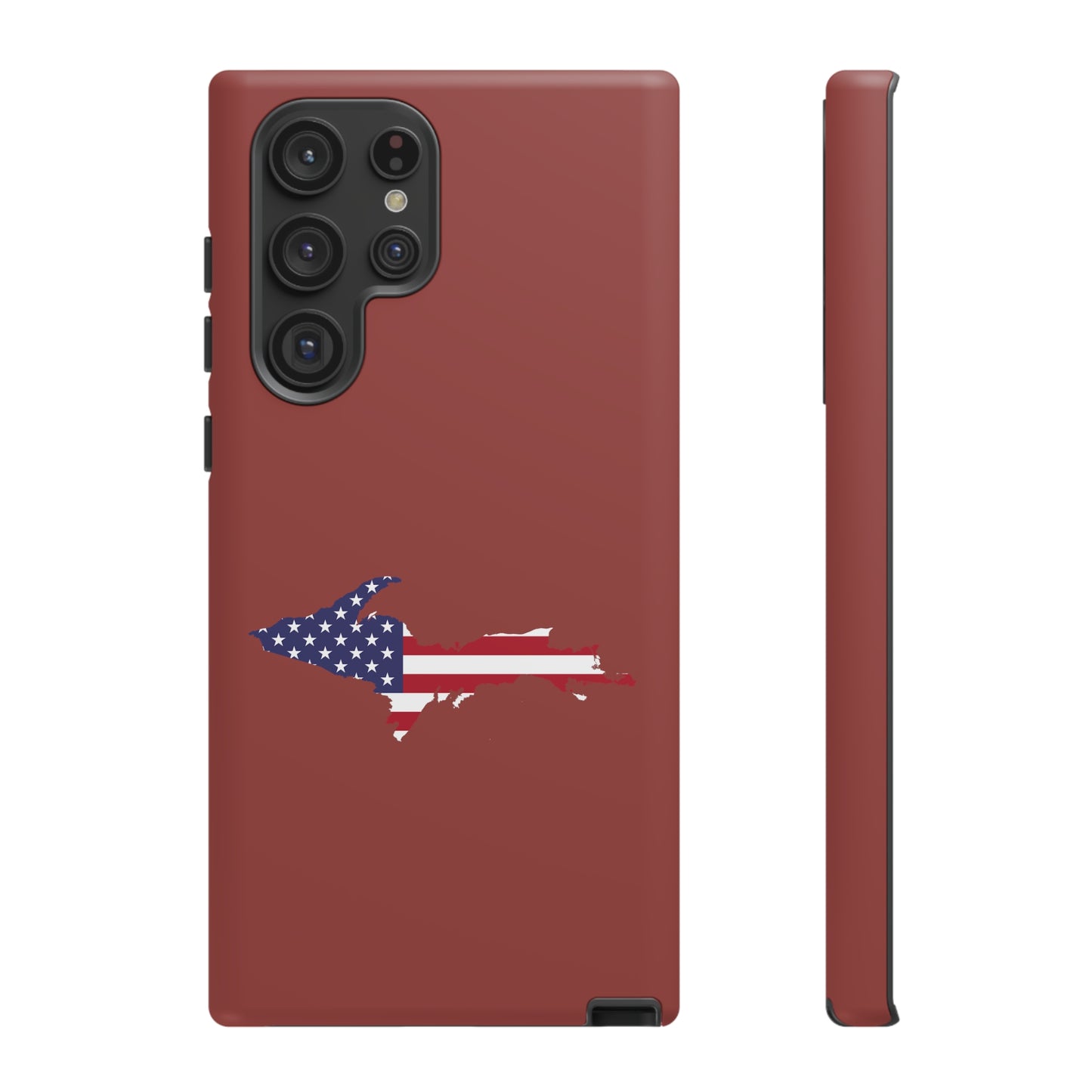 Michigan Upper Peninsula Tough Phone Case (Ore Dock Red w/ UP USA Flag Outline) | Samsung & Pixel Android