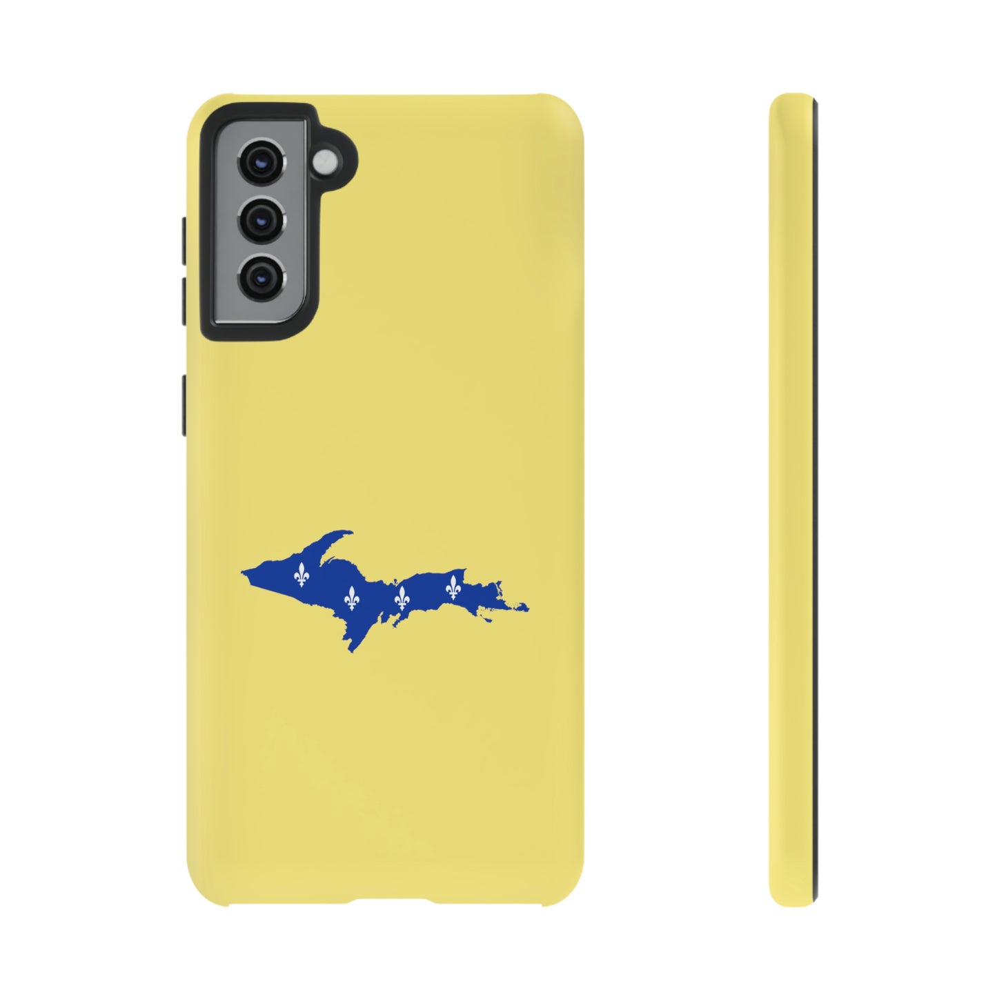 Michigan Upper Peninsula Tough Phone Case (Yellow Cherry Color w/ UP Quebec Flag Outline) | Samsung & Pixel Android