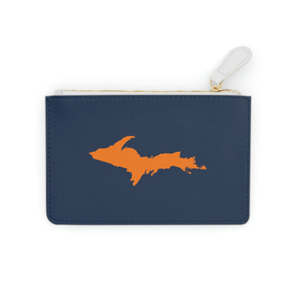 Michigan Upper Peninsula Mini Clutch Bag (Navy w/ Orange UP Outline)