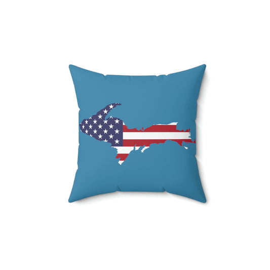 Michigan Upper Peninsula Accent Pillow (w/ UP USA Flag Outline) | Lake Michigan Blue