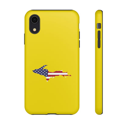 Michigan Upper Peninsula Tough Phone Case (Gadsden Yellow w/ UP USA Outline) | Apple iPhone