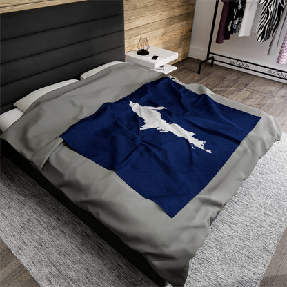 Michigan Upper Peninsula Plush Blanket (w/ UP Outline) | Dearborn Blue