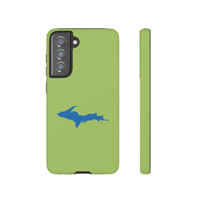 Michigan Upper Peninsula Tough Phone Case (Gooseberry Green w/ Azure UP Outline) | Samsung & Pixel Android