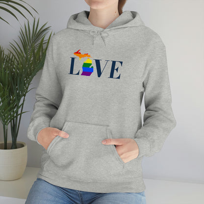 Michigan 'Love' Hoodie (w/LGBTQ Pride Colors) | Unisex Standard