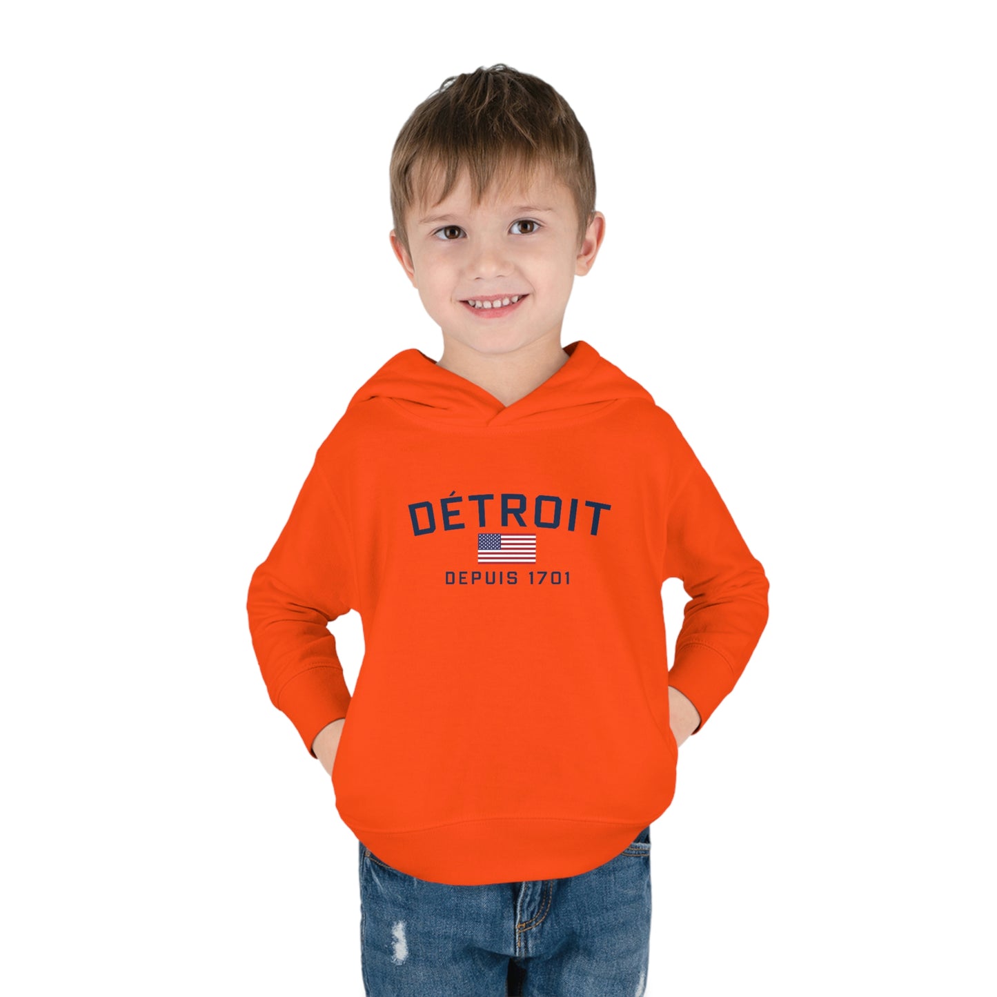 'Détroit Depuis 1701' Hoodie (w/USA Flag Outline) | Unisex Toddler