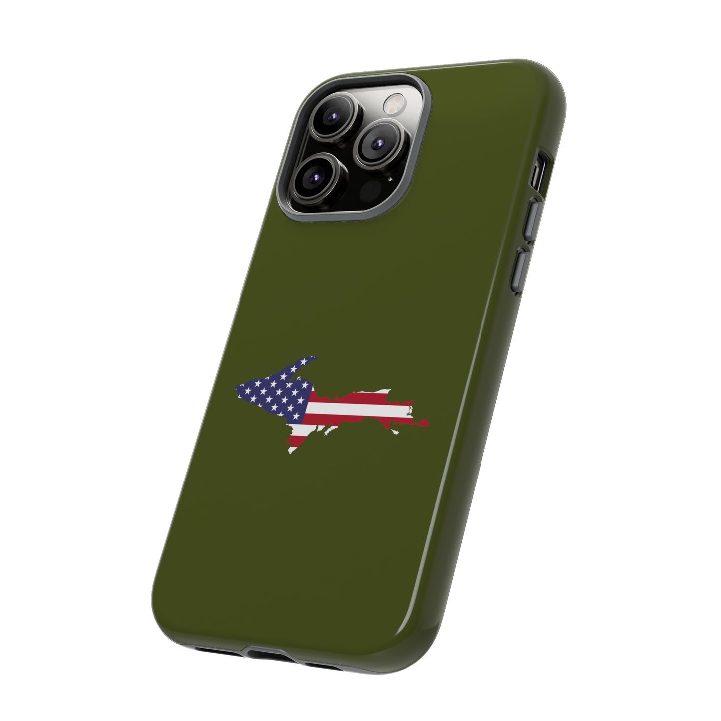 Michigan Upper Peninsula Tough Phone Case (Army Green w/ UP USA Outline) | Apple iPhone