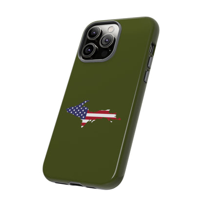 Michigan Upper Peninsula Tough Phone Case (Army Green w/ UP USA Outline) | Apple iPhone