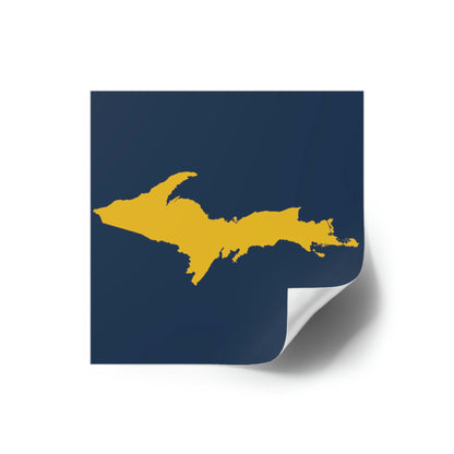 Michigan Upper Peninsula Square Sticker (Navy w/ Gold UP Outline) | Indoor/Outdoor
