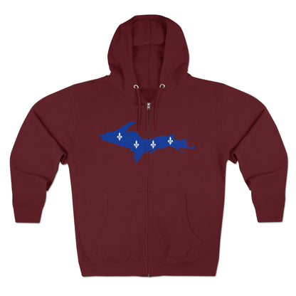 Michigan Upper Peninsula Full-Zip Hoodie (w/ UP Quebec Flag Outline)