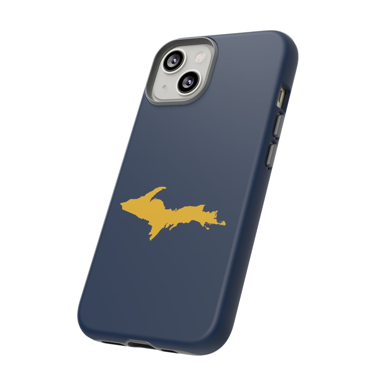 Michigan Upper Peninsula Tough Phone Case (Navy w/ Gold UP Outline) | Apple iPhone