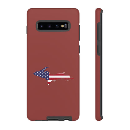 Michigan Upper Peninsula Tough Phone Case (Ore Dock Red w/ UP USA Flag Outline) | Samsung & Pixel Android