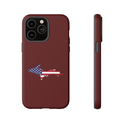 Michigan Upper Peninsula Tough Phone Case (Cherrywood Color w/ UP USA Outline) | Apple iPhone