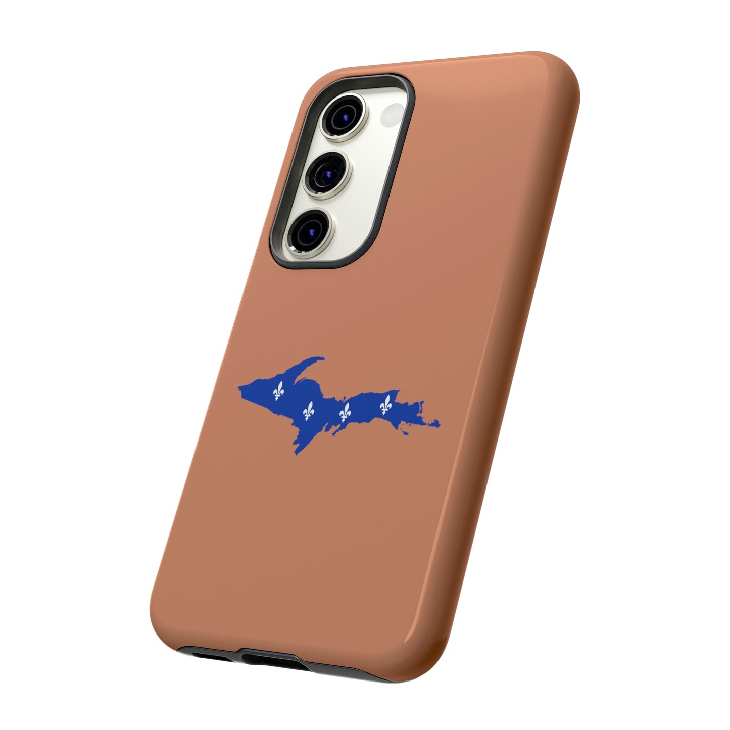 Michigan Upper Peninsula Tough Phone Case (Copper Color w/ UP Quebec Flag Outline) | Samsung & Pixel Android