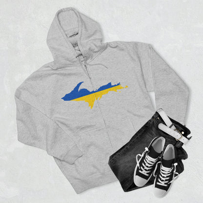 Michigan Upper Peninsula Full-Zip Hoodie (w/ UP Ukraine Flag Outline)