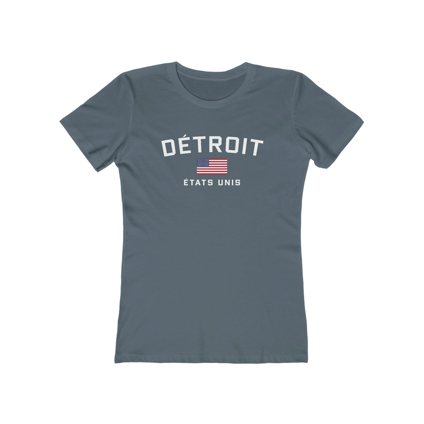 'Détroit États Unis' T-Shirt (w/USA Flag Outline) | Women's Boyfriend Cut