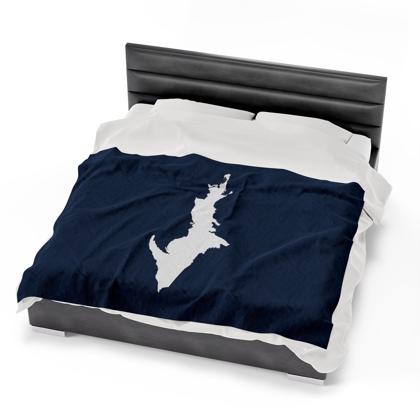 Michigan Upper Peninsula Plush Blanket (w/ UP Outline) | Navy