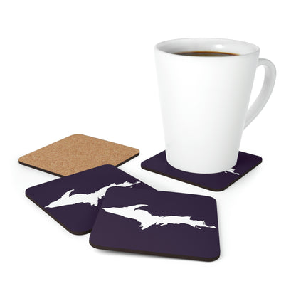 Michigan Upper Peninsula Coaster Set (Blackcurrant w/ UP Outline) | Corkwood - 4 pack