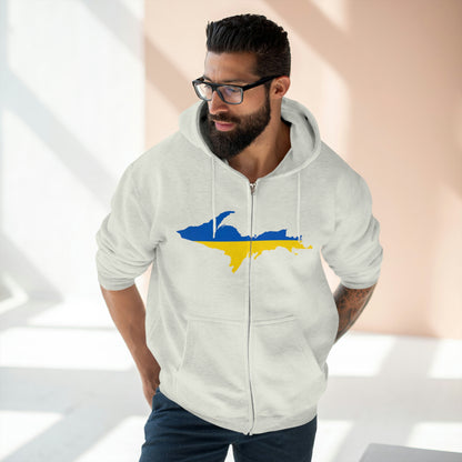 Michigan Upper Peninsula Full-Zip Hoodie (w/ UP Ukraine Flag Outline)