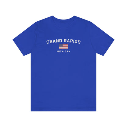 'Grand Rapids Michigan' T-Shirt (w/USA Flag Outline) | Unisex Standard Fit