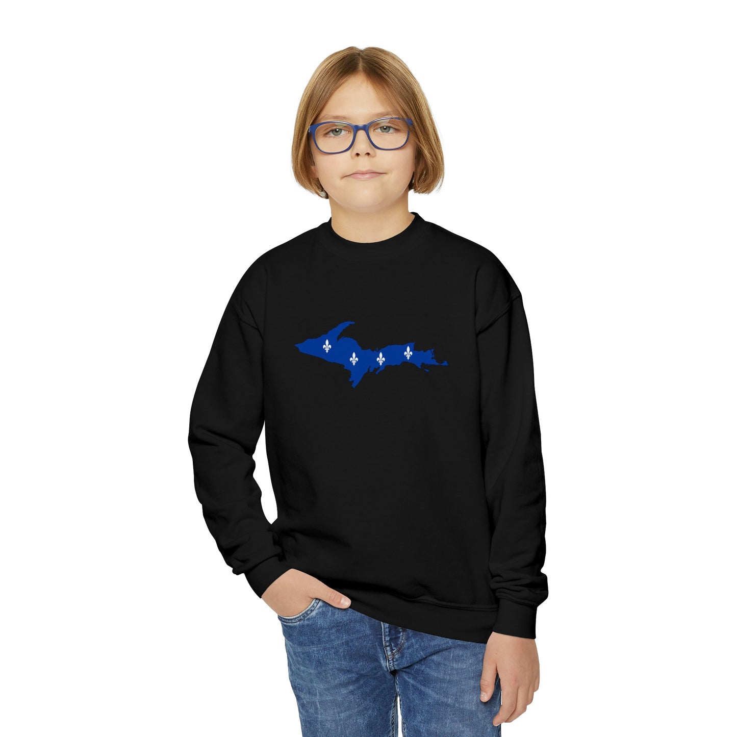 Michigan Upper Peninsula Youth Sweatshirt (w/ UP Quebec Flag Outline)