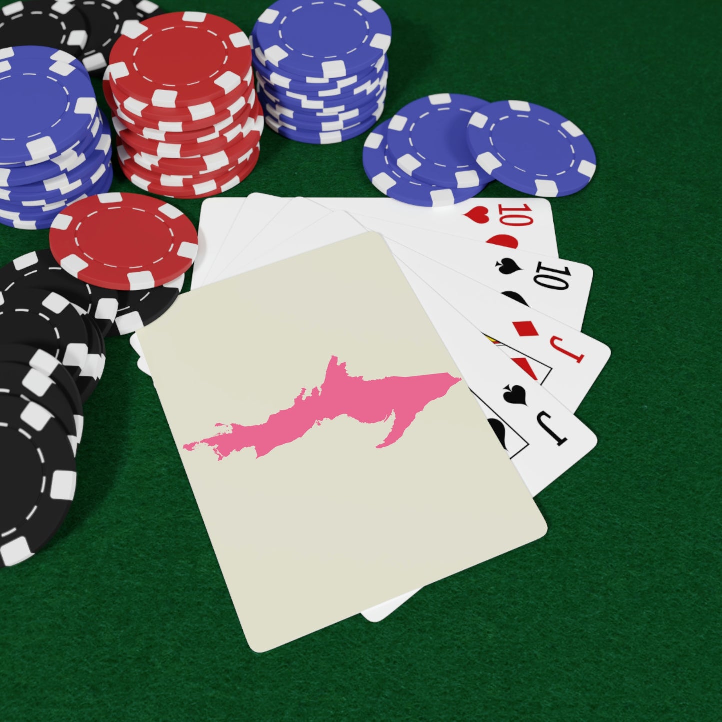 Michigan Upper Peninsula Poker Cards (Ivory Color w/ Pink UP Outline)