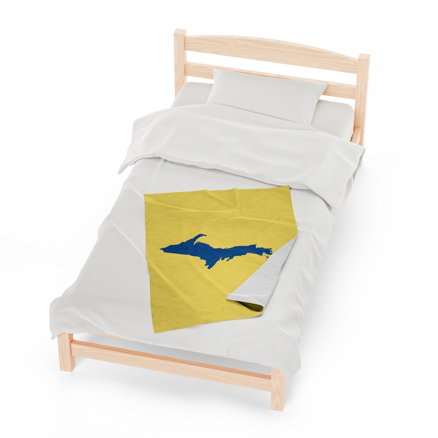 Michigan Upper Peninsula Plush Blanket (w/ Azure UP Outline) | Cherry Yellow