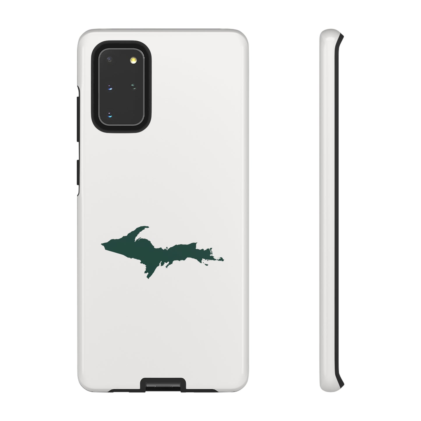 Michigan Upper Peninsula Tough Phone Case (Birch Bark White w/ Green UP Outline) | Samsung & Pixel Android