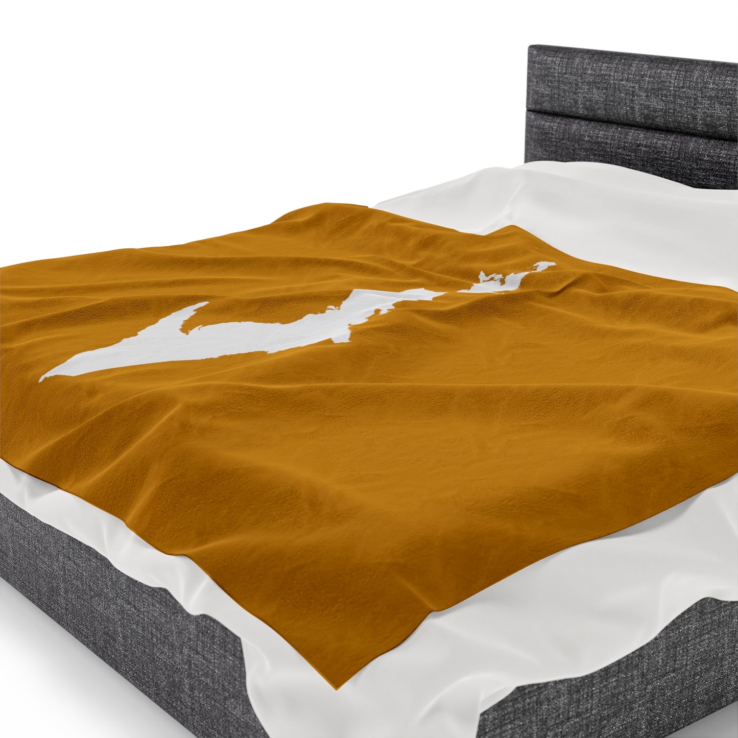 Michigan Upper Peninsula Plush Blanket (w/ UP Outline) | Gold