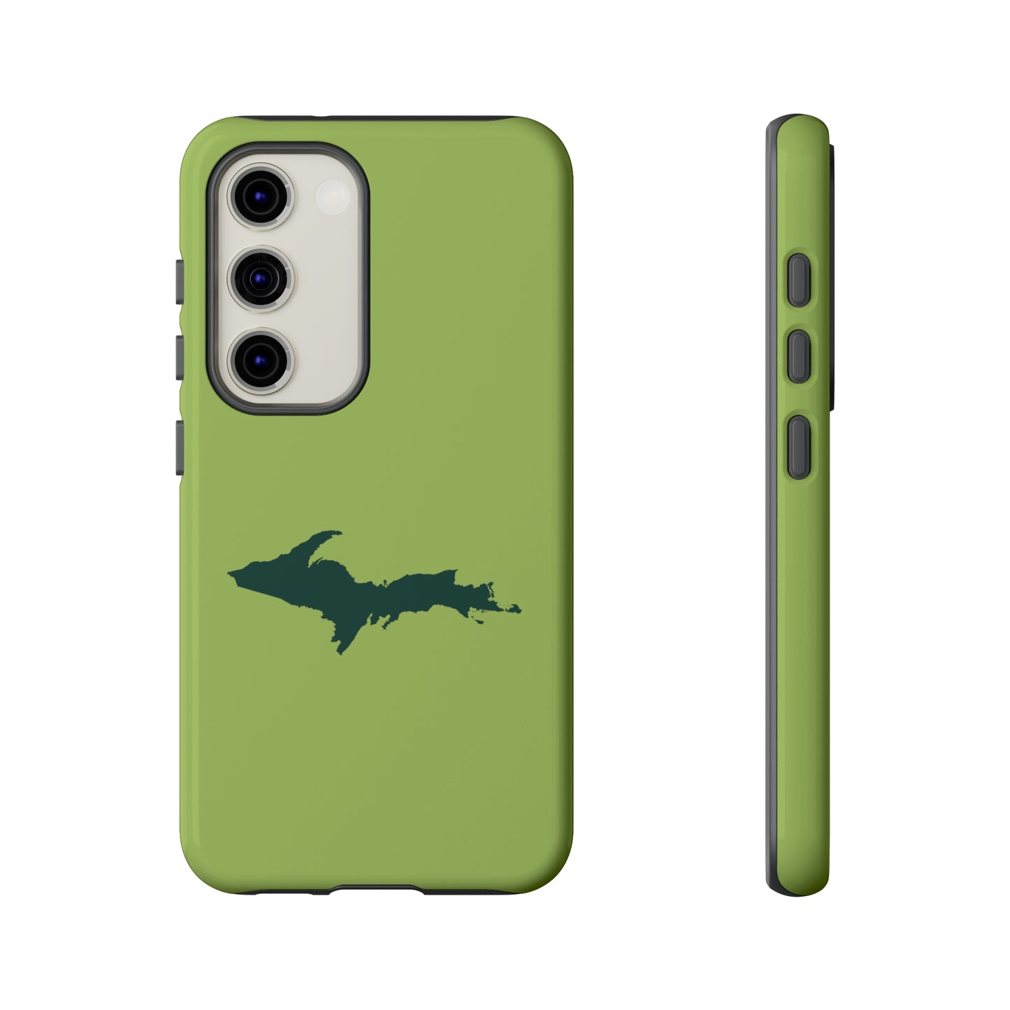 Michigan Upper Peninsula Tough Phone Case (Gooseberry Green w/ Green UP Outline) | Samsung & Pixel Android