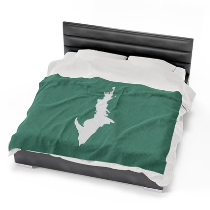 Michigan Upper Peninsula Plush Blanket (w/ UP Outline) | '64 Metallic Mint Green