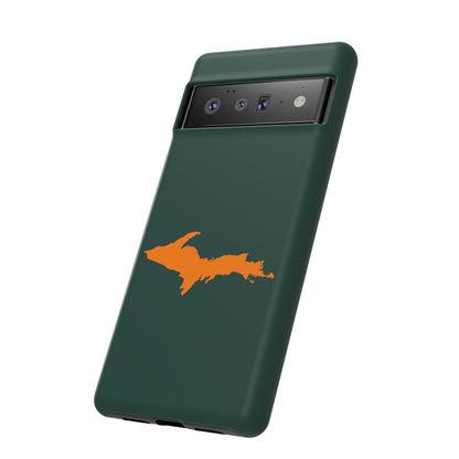 Michigan Upper Peninsula Tough Phone Case (Green w/ Orange UP Outline) | Samsung & Pixel Android