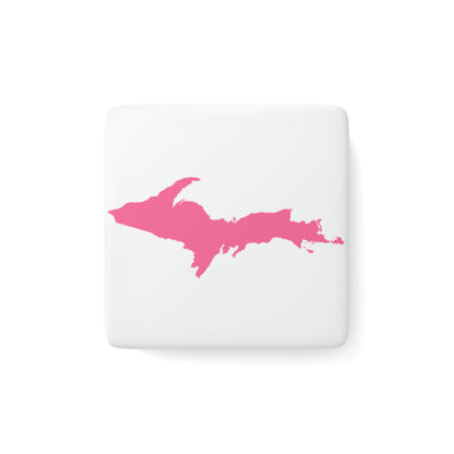 Michigan Upper Peninsula Porcelain Magnet (w/ Pink UP Outline)