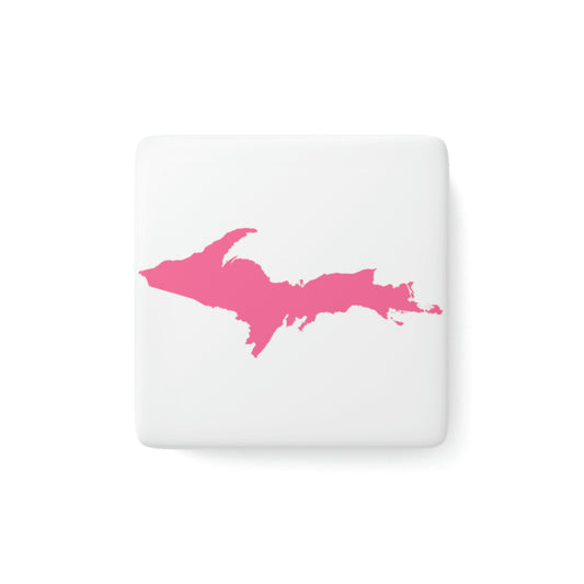 Michigan Upper Peninsula Porcelain Magnet (w/ Pink UP Outline)