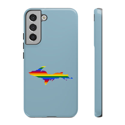 Michigan Upper Peninsula Tough Phone Case (Opal Blue w/ UP Pride Flag Outline) | Samsung & Pixel Android