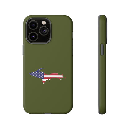 Michigan Upper Peninsula Tough Phone Case (Army Green w/ UP USA Outline) | Apple iPhone