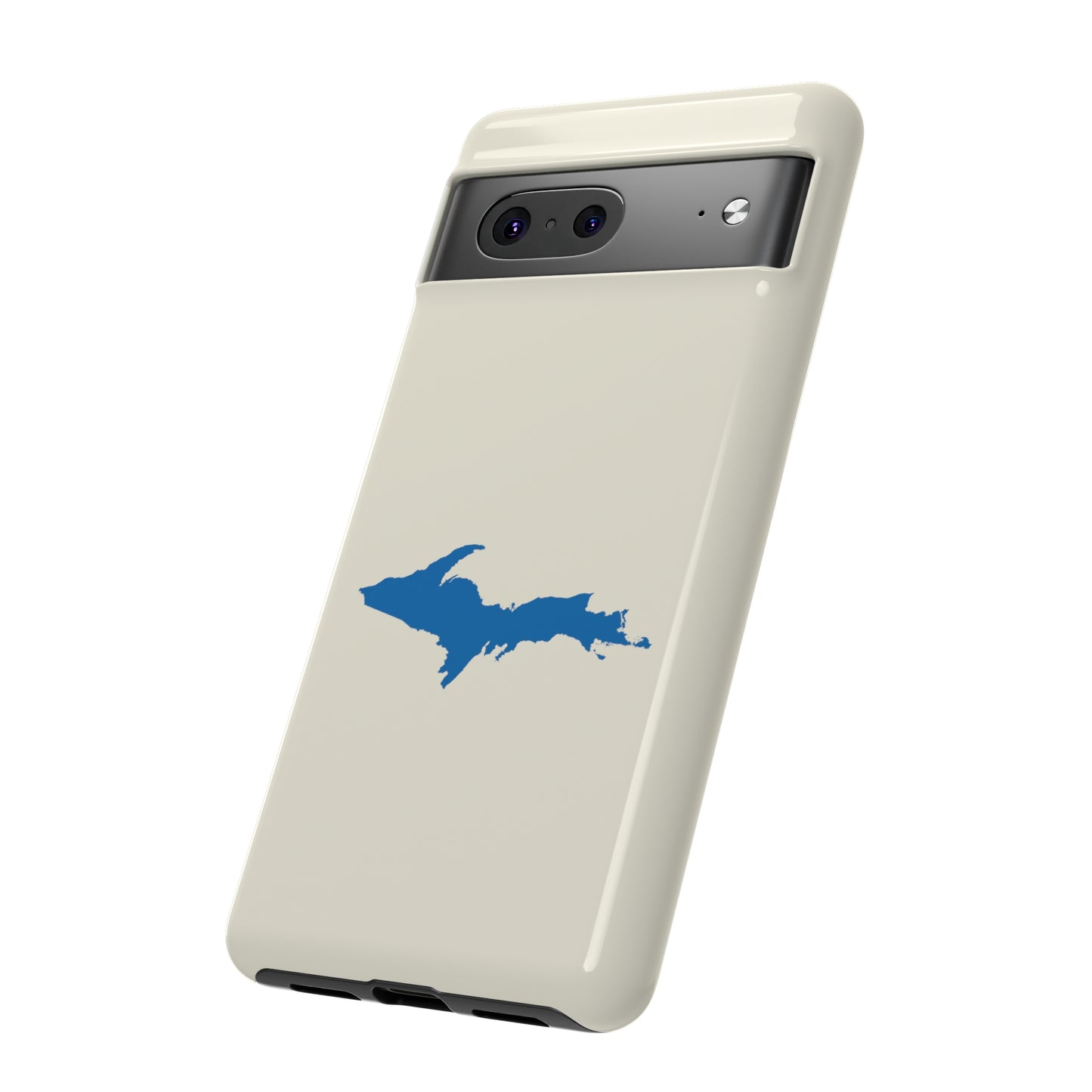 Michigan Upper Peninsula Tough Phone Case (Ivory Color w/ Azure UP Outline) | Samsung & Pixel Android