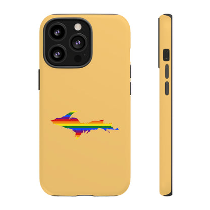 Michigan Upper Peninsula Tough Phone Case (Citrine w/ UP Pride Flag Outline) | Apple iPhone