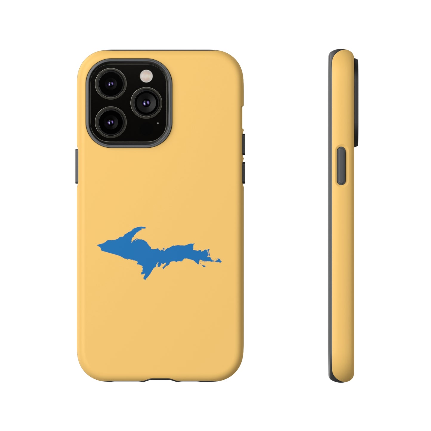 Michigan Upper Peninsula Tough Phone Case (Citrine w/ Azure UP Outline) | Apple iPhone