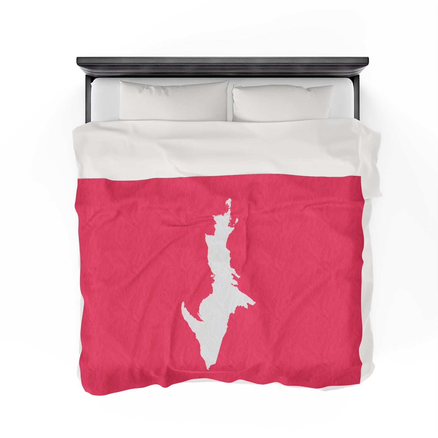 Michigan Upper Peninsula Plush Blanket (w/ UP Outline) | Rhodochrosite Pink