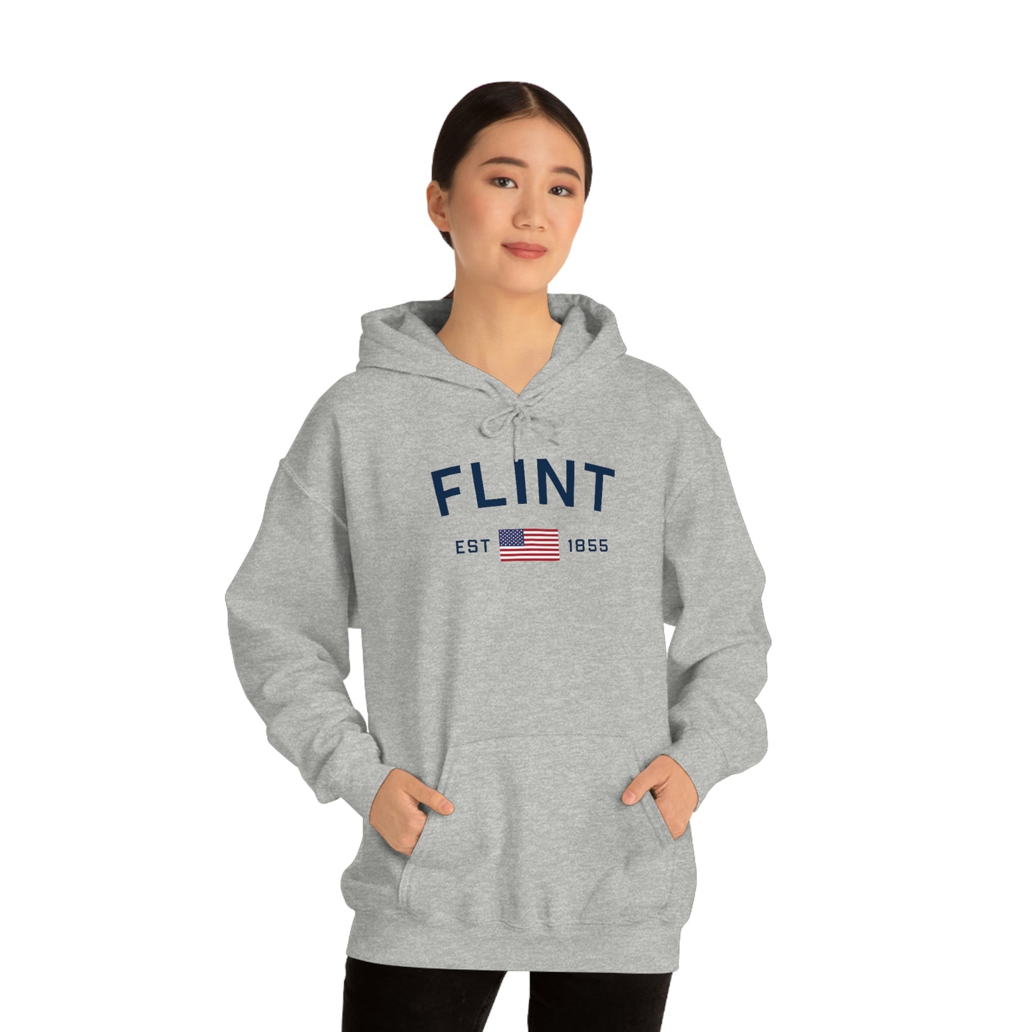 'Flint EST 1855' Hoodie (w/USA Flag Outline) | Unisex Standard