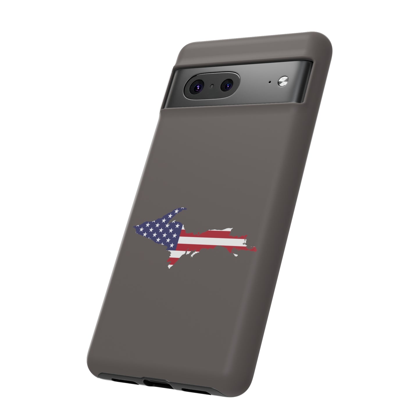 Michigan Upper Peninsula Tough Phone Case (Warren Tank Grey w/ UP USA Flag Outline) | Samsung & Pixel Android