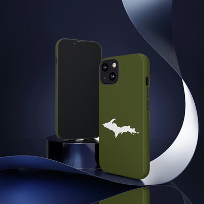 Michigan Upper Peninsula Tough Phone Case (Army Green w/ UP Outline) | Apple iPhone