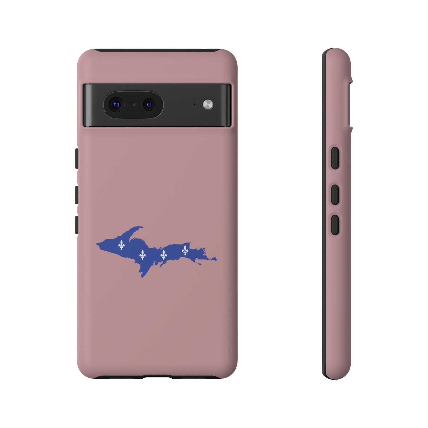 Michigan Upper Peninsula Tough Phone Case (Cherry Blossom Pink w/ UP Quebec Flag Outline) | Samsung & Pixel Android