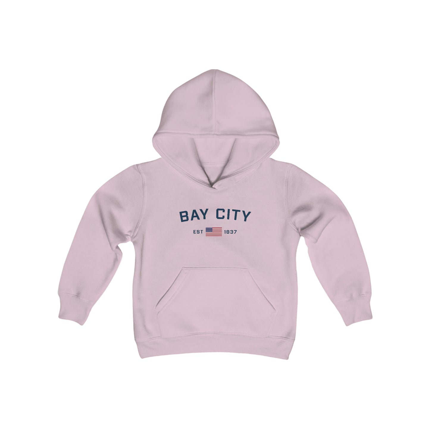 'Bay City EST 1837' Hoodie (w/USA Flag Outline) | Unisex Youth