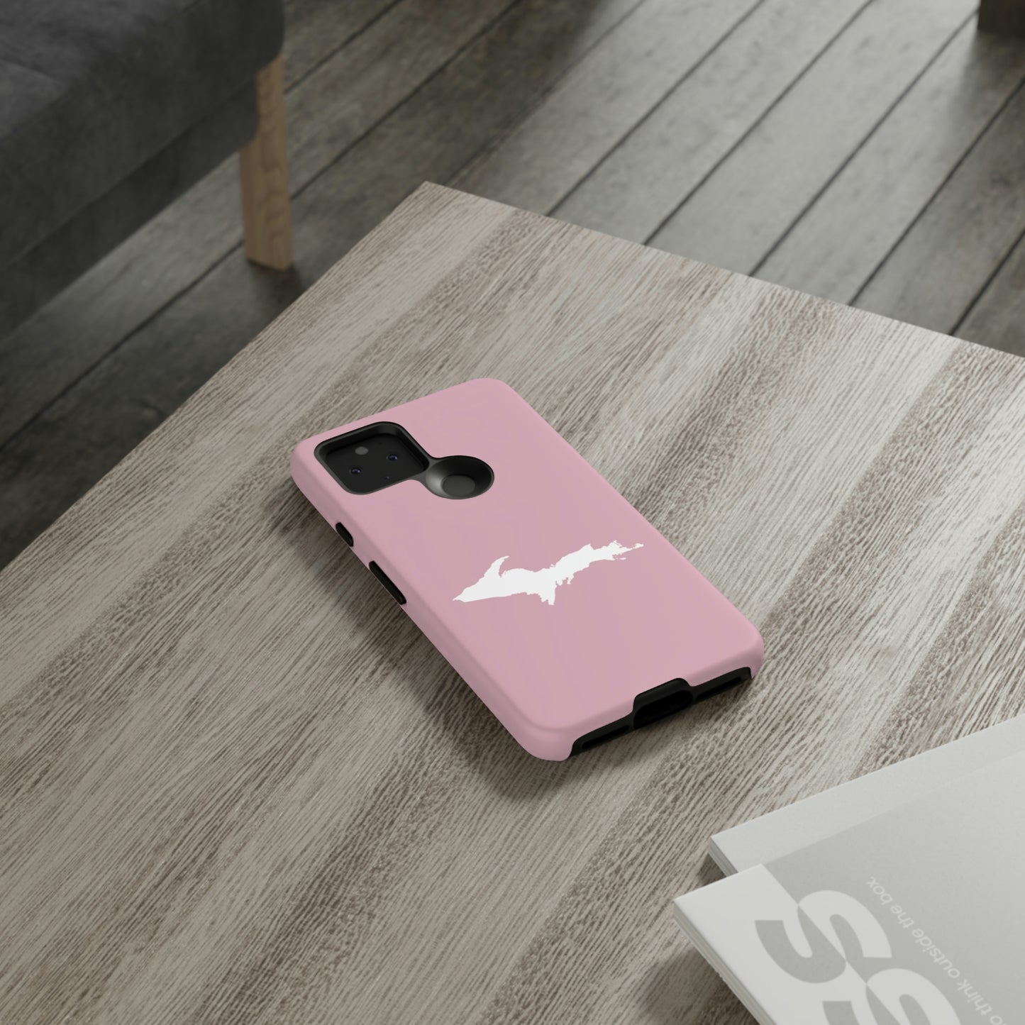 Michigan Upper Peninsula Tough Phone Case (Pink w/ UP Outline) | Samsung & Pixel Android