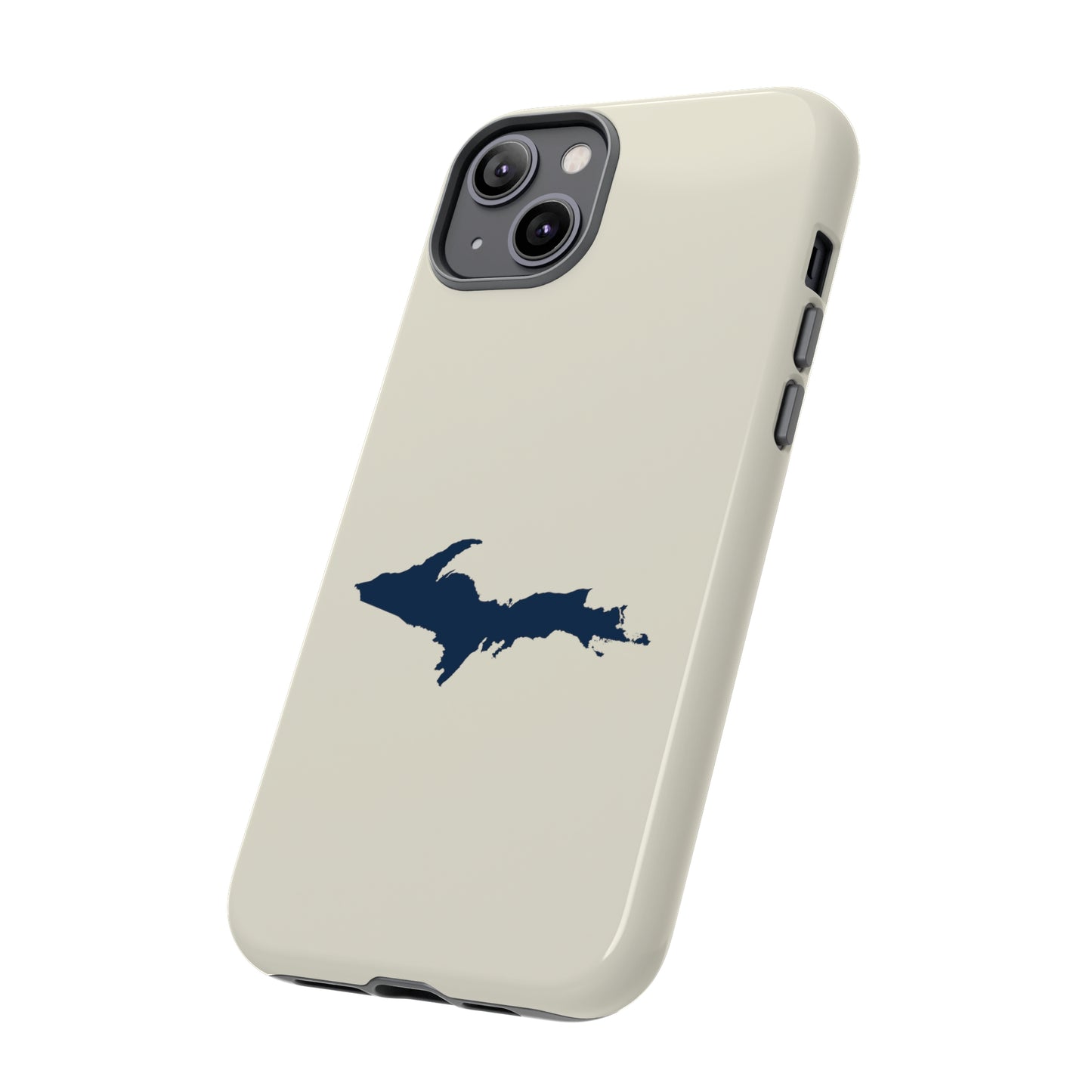 Michigan Upper Peninsula Tough Phone Case (Ivory w/ UP Outline) | Apple iPhone