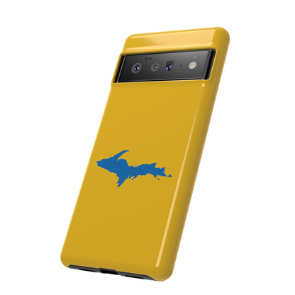 Michigan Upper Peninsula Tough Phone Case (Gold w/ Azure UP Outline) | Samsung & Pixel Android